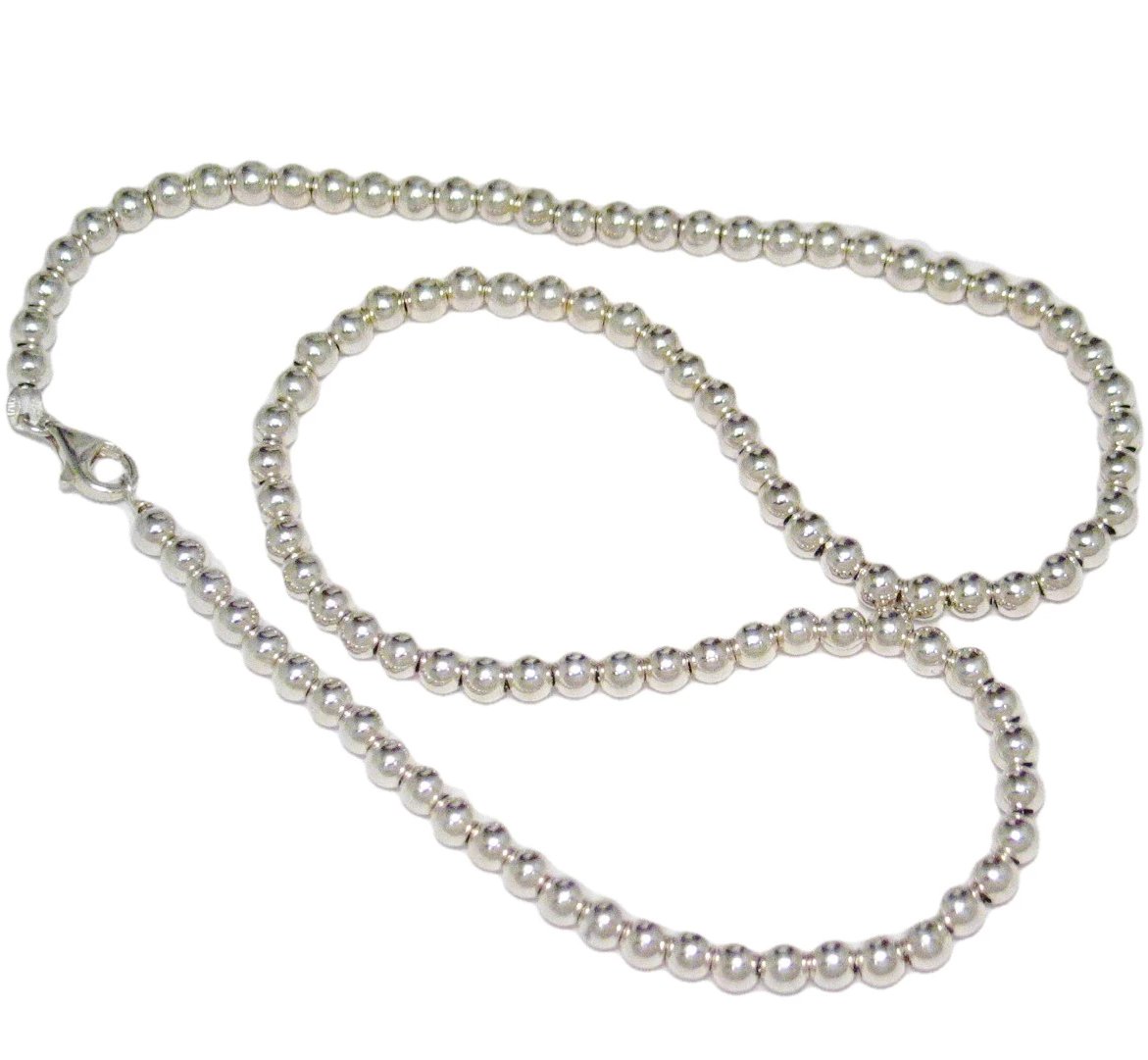 Low Cost Used Jewelry | Quality Made 20.25" Sterling Silver 5mm Bead Ball Chain Necklace Mens Womens