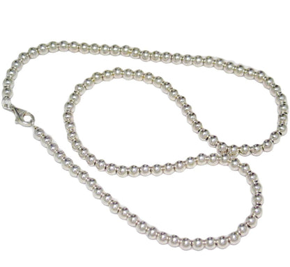 Ball Chain Necklace, 20.25" 5mm Round Sterling Silver Bead Chain Necklace - Estate Jewelry