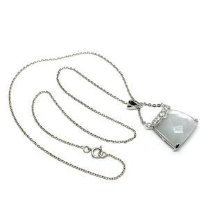 Silver Necklace | Womens Sterling Silver Luminating Shoulder Bag Pendant Necklace- Blingschlingers Jewelry