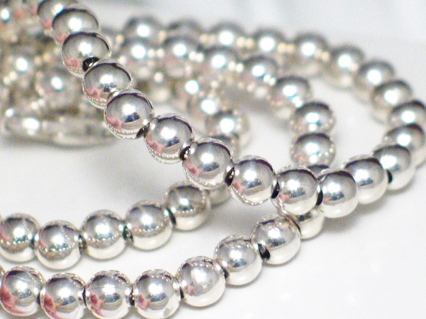 Ball Chain Necklace, 20.25" 5mm Round Sterling Silver Bead Chain Necklace