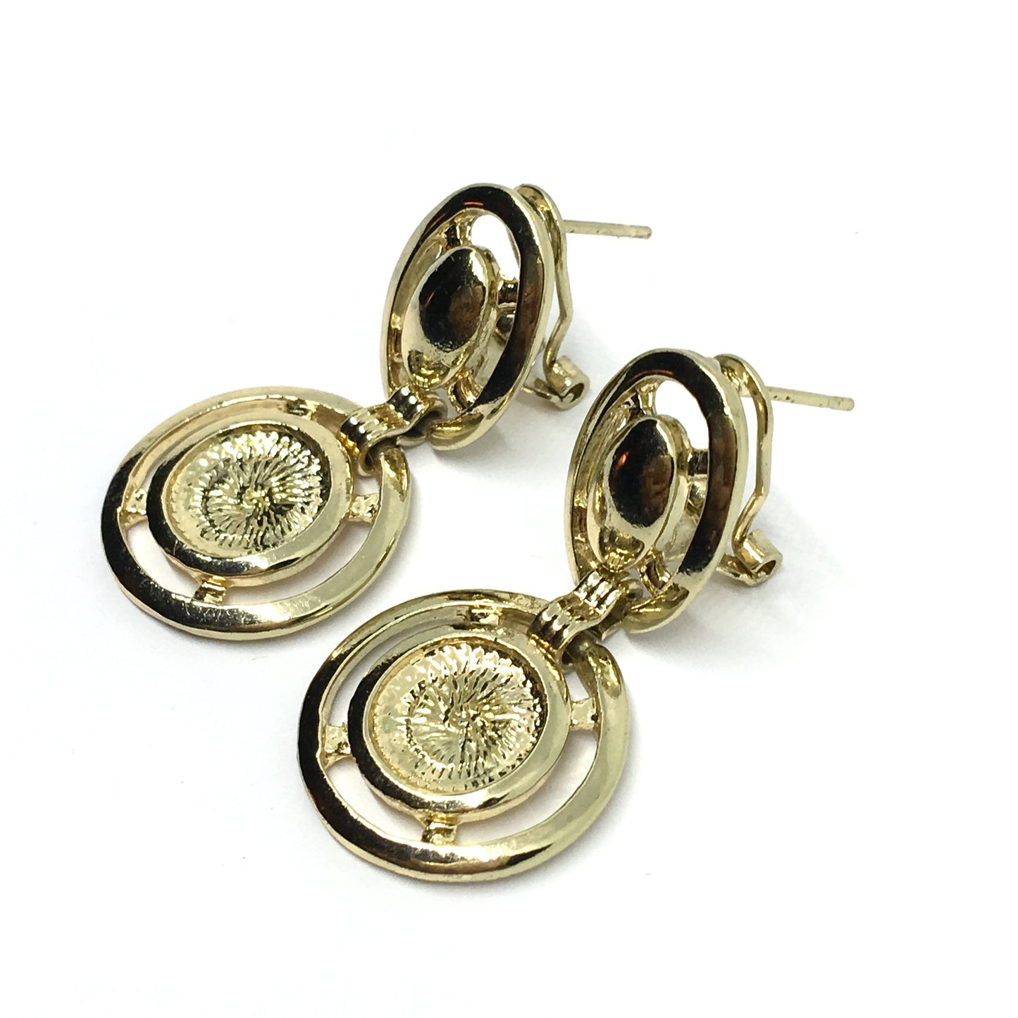 Earrings - Pre-owned Womens Radiant Gold Double Circle Design Dangle Earrings