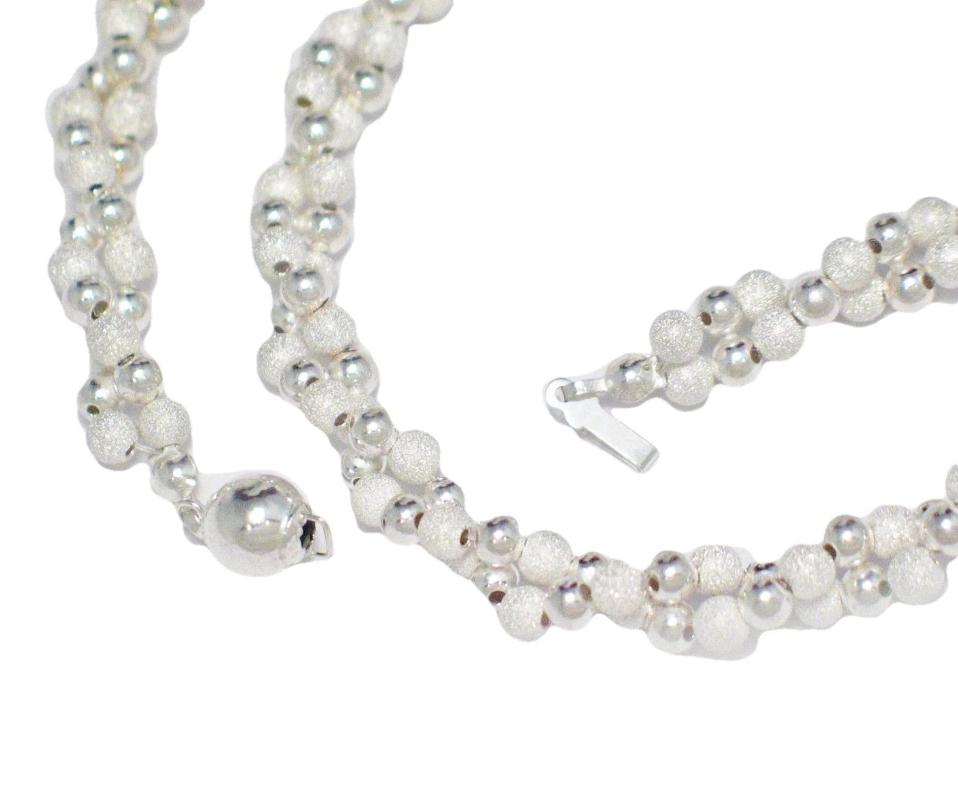 2 Strand Necklace, Womens 18" Sandblasted Design Sterling Silver Necklace