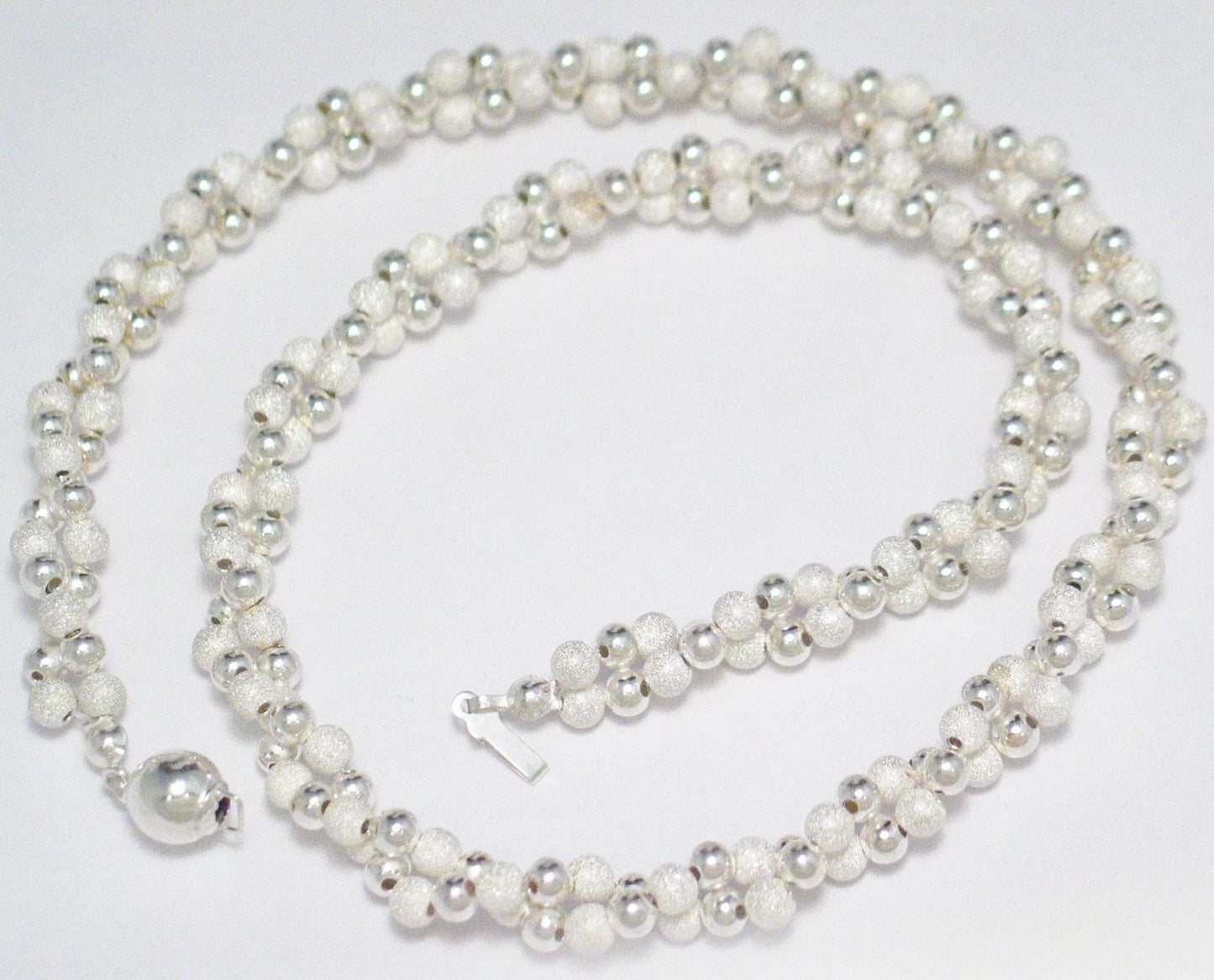 2 Strand Necklace, Womens 18" Sandblasted Design Sterling Silver Necklace