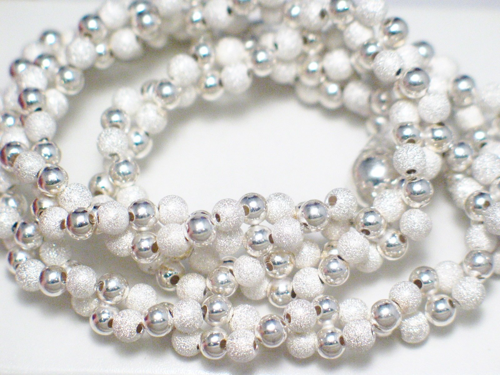 2 Strand Necklace, Womens 18" Sandblasted Design Sterling Silver Necklace