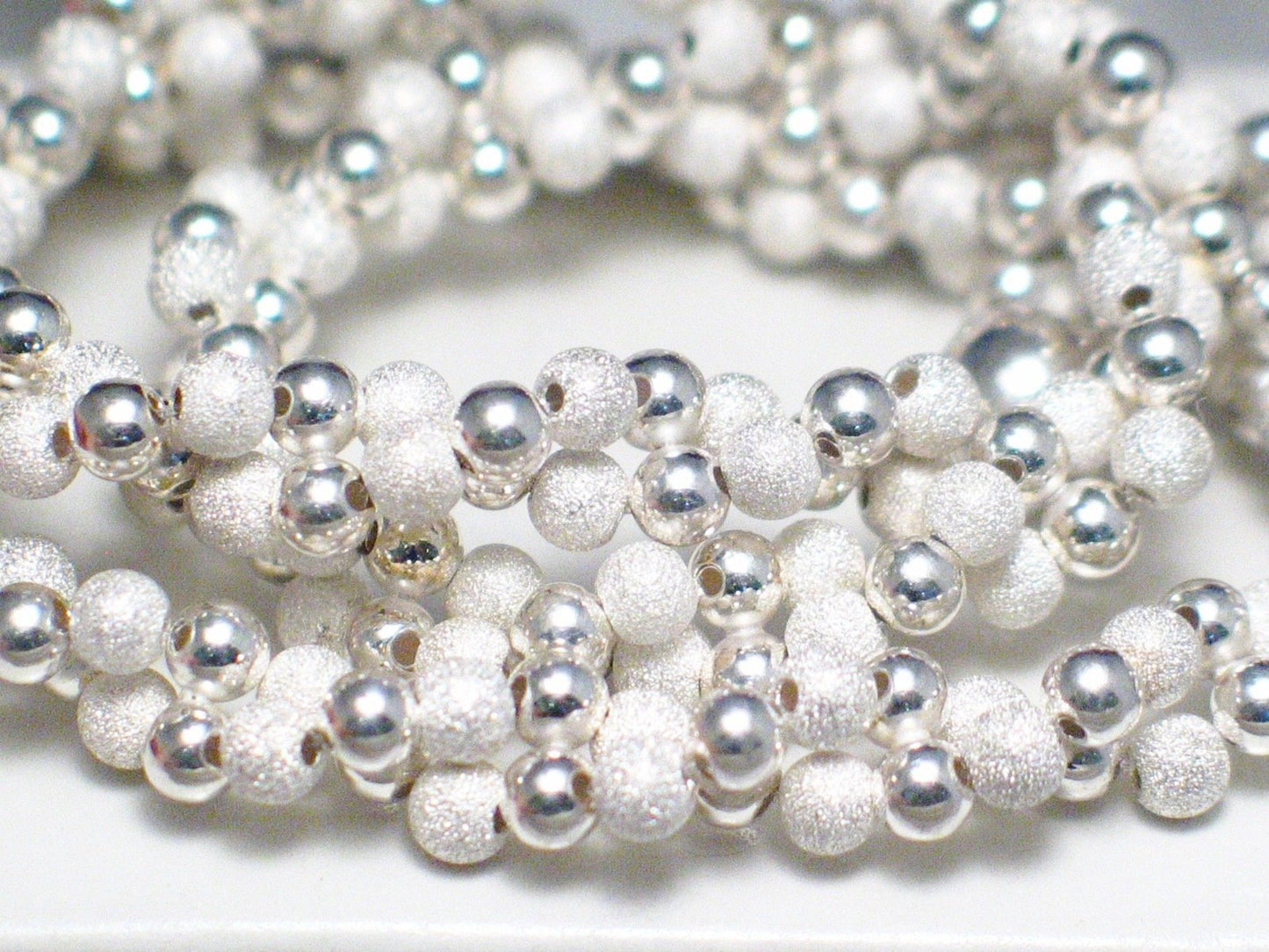 2 Strand Necklace, Womens 18" Sandblasted Design Sterling Silver Necklace