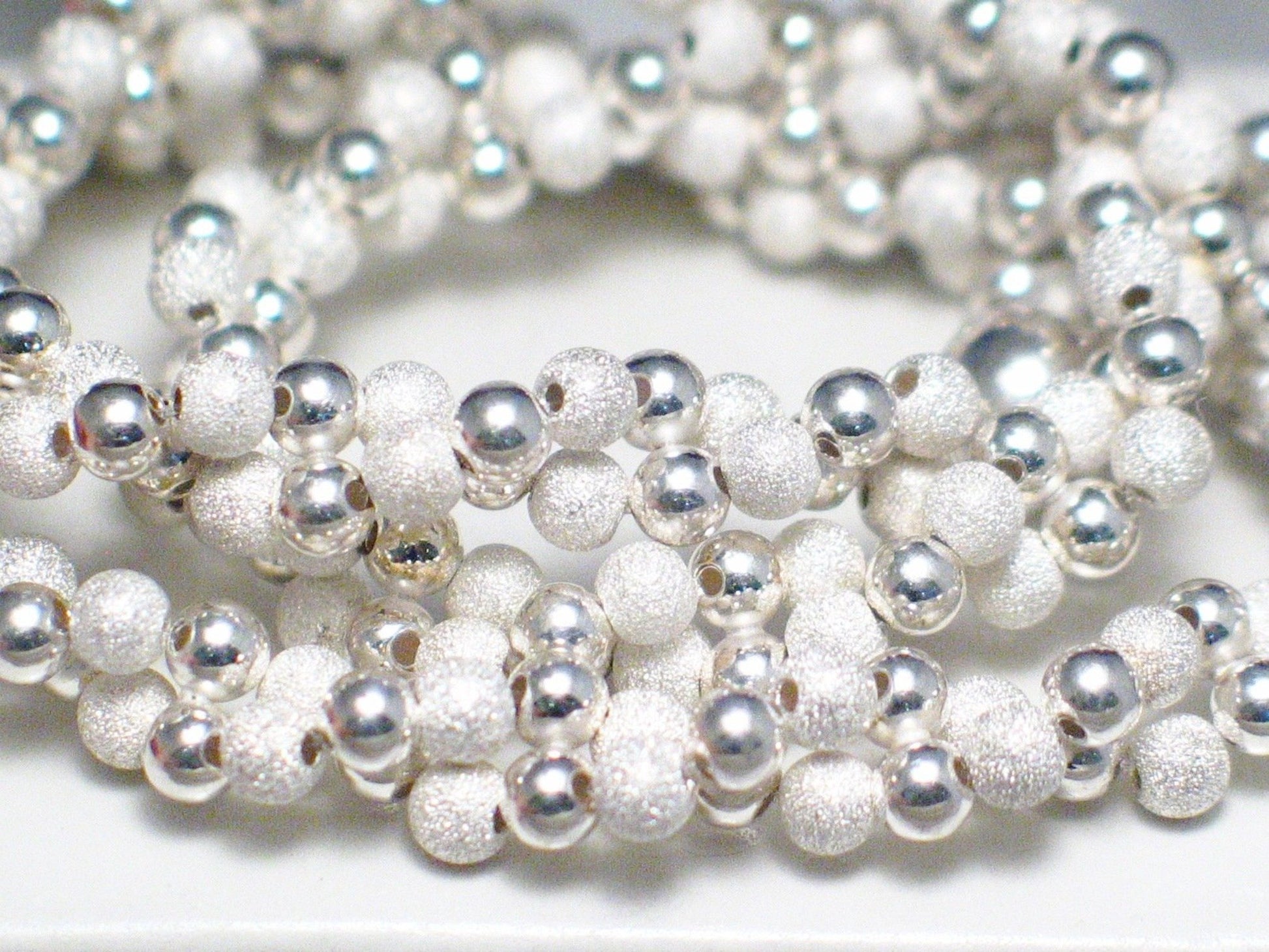 2 Strand Necklace, Womens 18" Sandblasted Design Sterling Silver Necklace