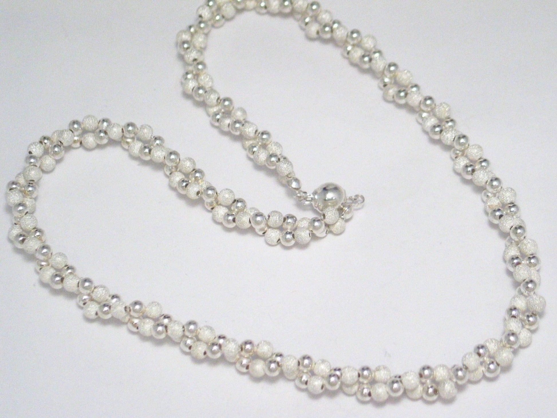 2 Strand Necklace, Womens 18" Sandblasted Design Sterling Silver Necklace