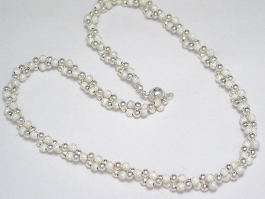 2 Strand Necklace, Womens 18" Sandblasted Design Sterling Silver Necklace