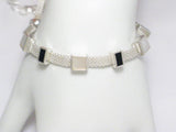 Jewelry women's | 16" Sterling Silver Black Onyx White Pearl Mesh Collar Necklace Women