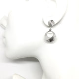 Silver Earrings - Womens Used Sterling Silver Radiating Shimmer Starburst Design Circle Dangle Earrings