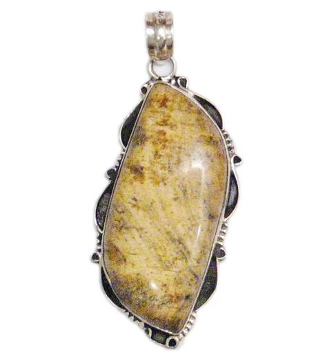 Big Stone Pendant, Men's Women's Unique Brown Jasper Stone Sterling Silver Pendant
