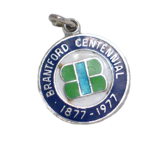 Sterling Silver Charm, Commemorative Brantford Ontario Centennial 1877 - 1977 Canada Charm - Estate
