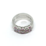 Jewelry > Ring | Sterling Silver Shimmery Pink White Cz Sleek & Slim Stacking Ring set of 3