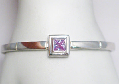 Estate Jewelry |7.5"  Sterling Silver Square Lavender Cz Tennis Bracelet Women - Blingschlingers Jewelry