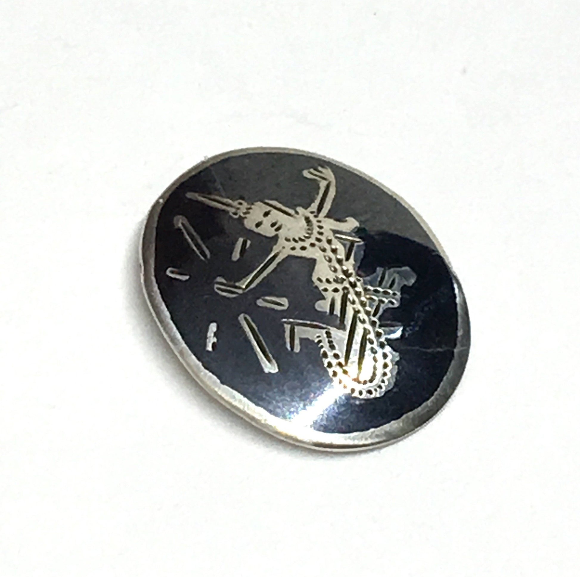 Tie tack, Mens Vintage Sterling Silver Black Niello Siam Goddess Tie Tack