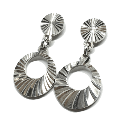 925 Sterling Silver Dangle Earrings, Stylish Radiating Glinting Starburst Design Circle Earrings