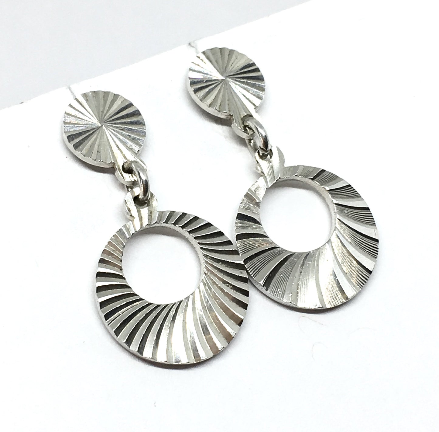 925 Sterling Silver Dangle Earrings, Stylish Radiating Glinting Starburst Design Drop Earrings