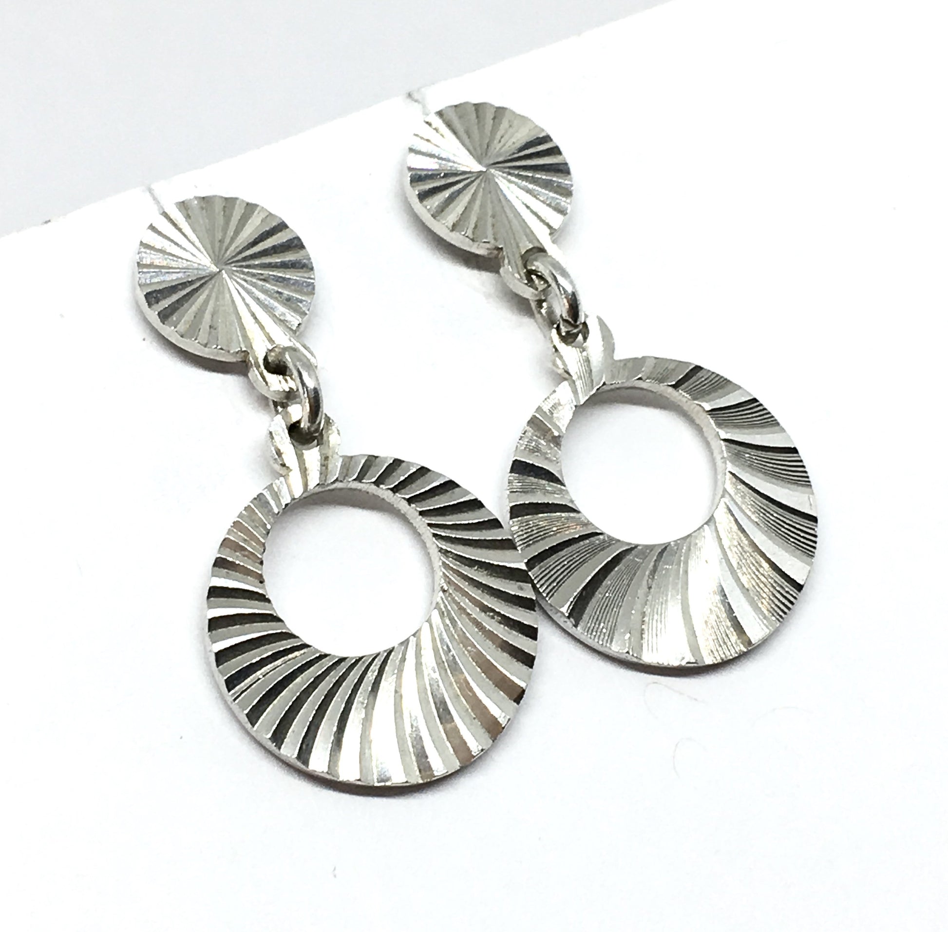 925 Sterling Silver Dangle Earrings, Stylish Radiating Glinting Starburst Design Drop Earrings