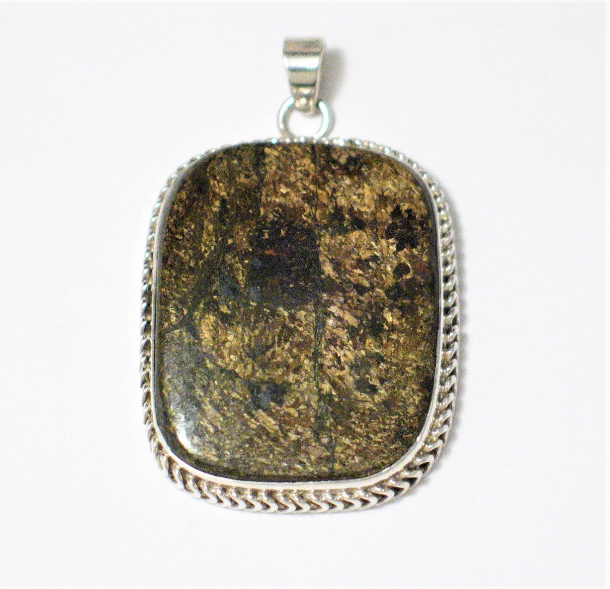 Sterling Silver Pendant, Unisex style Unique Brown Stone 925 Silver Pendant