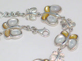 Low Cost Overstock Jewelry | 7.5" Sterling Silver Mother of Pearl Stone Butterfly Bracelet Women - Blingschlingers Jewelry