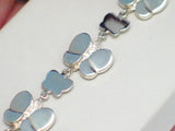 Low Cost Overstock Jewelry | 7.5" Sterling Silver Mother of Pearl Stone Butterfly Bracelet Women - Blingschlingers Jewelry