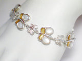 Low Cost Overstock Jewelry | 7.5" Sterling Silver Mother of Pearl Stone Butterfly Bracelet Women- Blingschlingers Jewelry