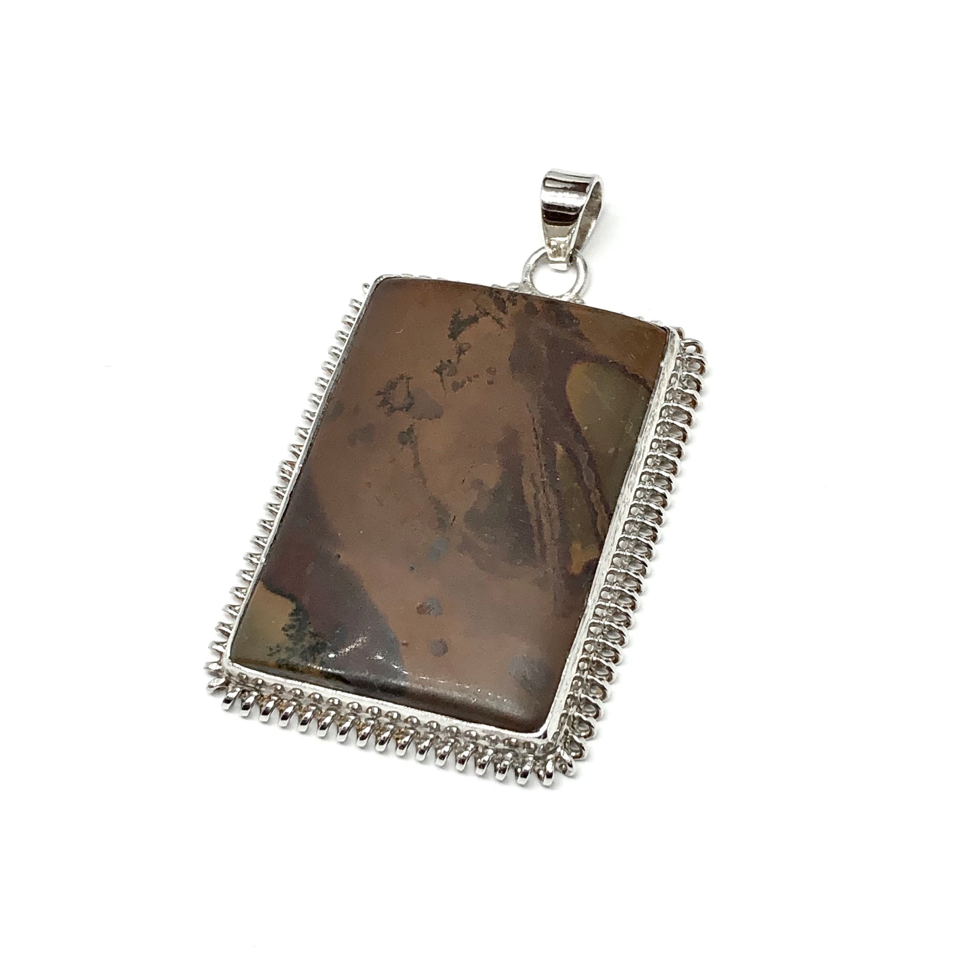 Jewelry | Gen-x y & z Trendy Bold Geometric Brown Stone Sterling Silver Pendant