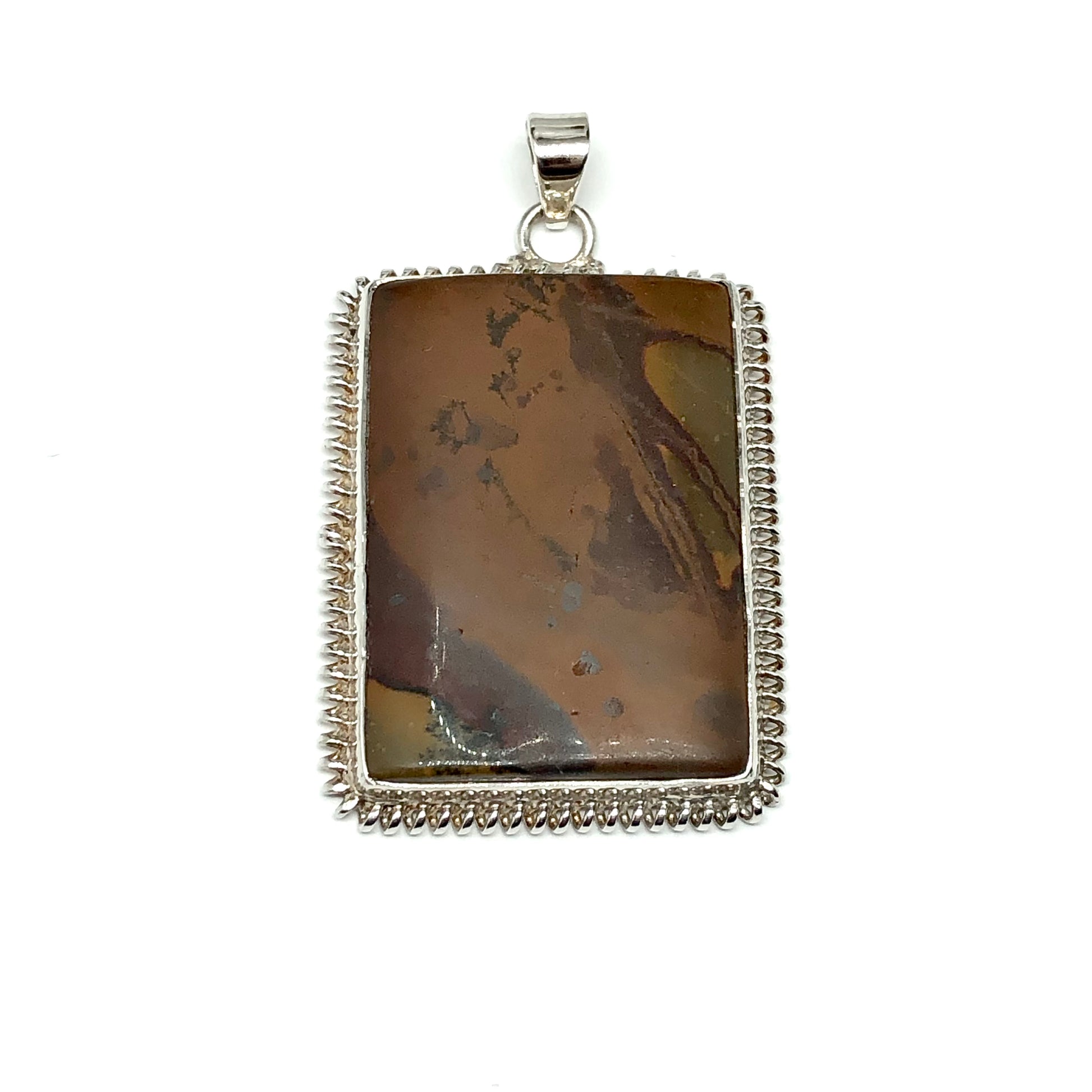 Jewelry | Gen-x y & z Trendy Bold Geometric Brown Stone Sterling Silver Pendant