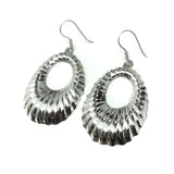 Dangle Earrings Sterling Silver Radiant Ribbed Oval Design | Blingschlingers Jewelry