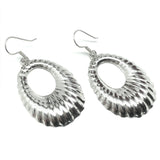 Earrings Sterling Silver Radiant Ribbed Oval Design | Blingschlingers Jewelry