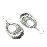 Dangle Earrings Sterling Silver Radiant Ribbed Oval Design | Blingschlingers Jewelry