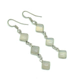 Sterling Silver Frosty Light Blue Gray Chalcedony Stone Dangle Earrings for Women | Blingschlingers Jewelry