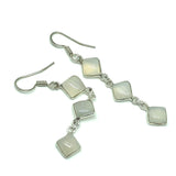 Sterling Silver Frosty Light Blue Gray Chalcedony Stone Dangle Earrings for Women | Blingschlingers Jewelry