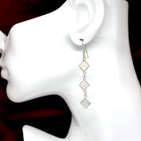 Sterling Silver Frosty Light Blue Gray Chalcedony Stone Dangle Earrings for Women | Blingschlingers Jewelry
