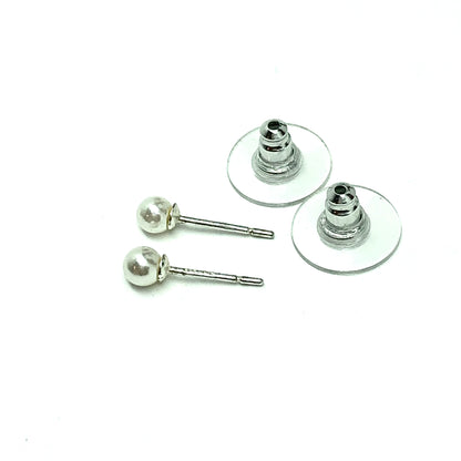 Earrings | Small Sterling Silver 4mm Faux Pearl Stud Earrings
