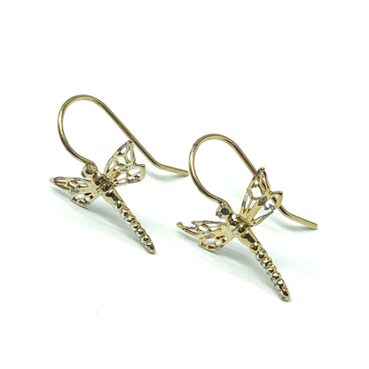 Perfectly Imperfect | Gold Dragonfly Design Drop Earrings