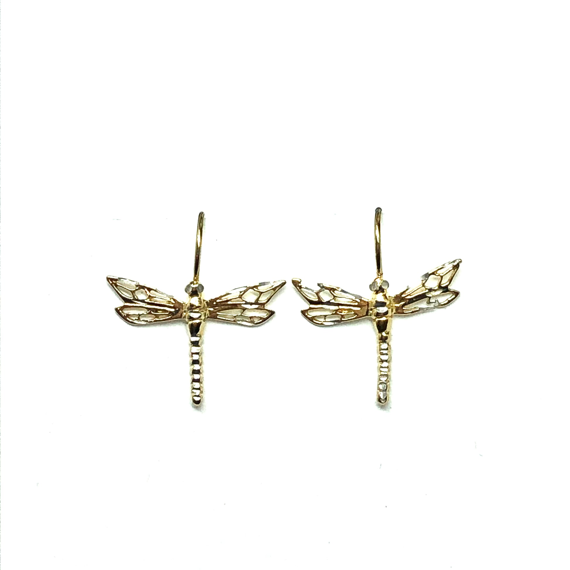 Perfectly Imperfect | Gold Dragonfly Design Drop Earrings