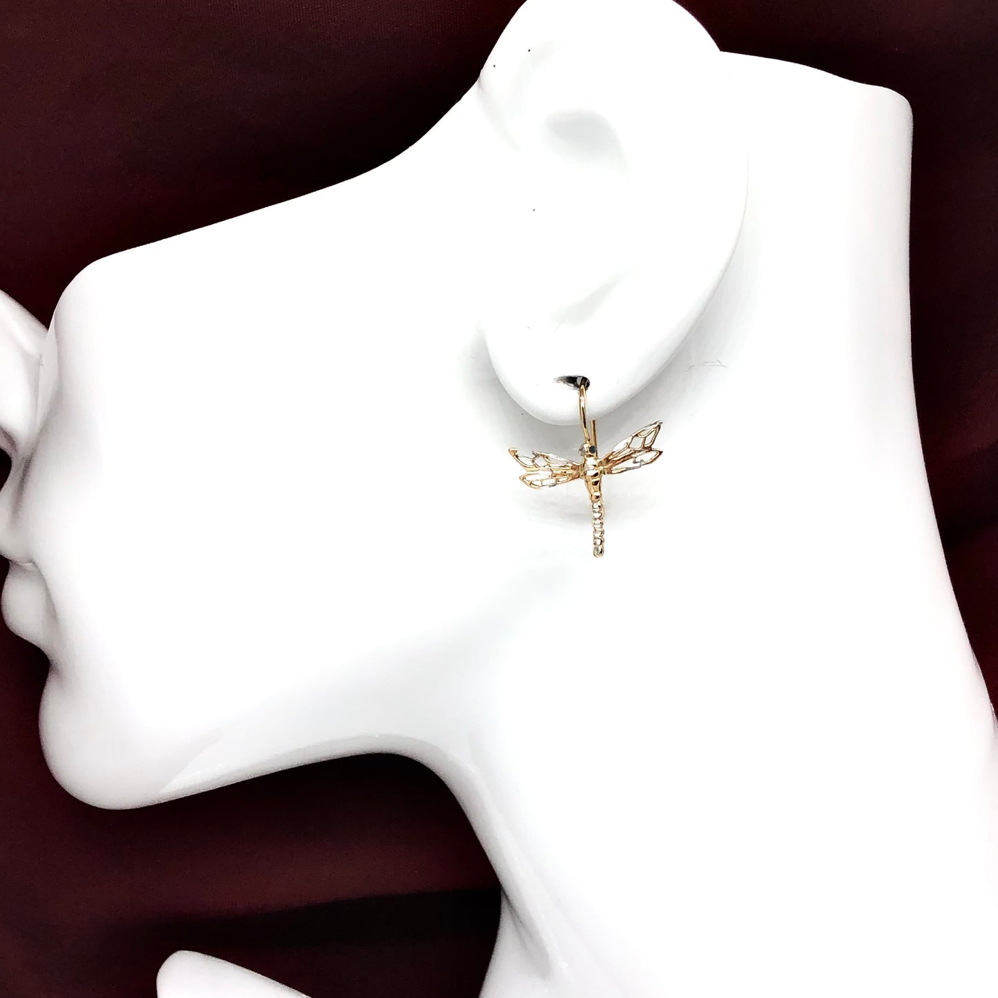 Perfectly Imperfect | Gold Dragonfly Design Drop Earrings