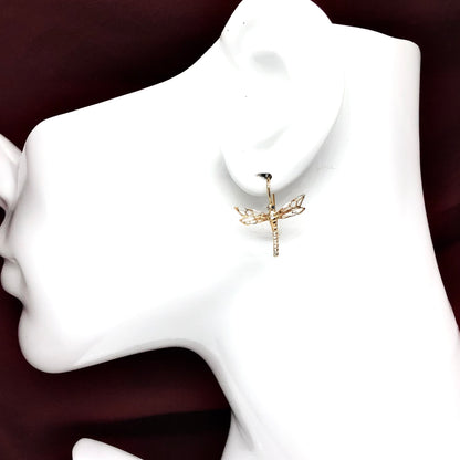Perfectly Imperfect | Gold Dragonfly Design Drop Earrings