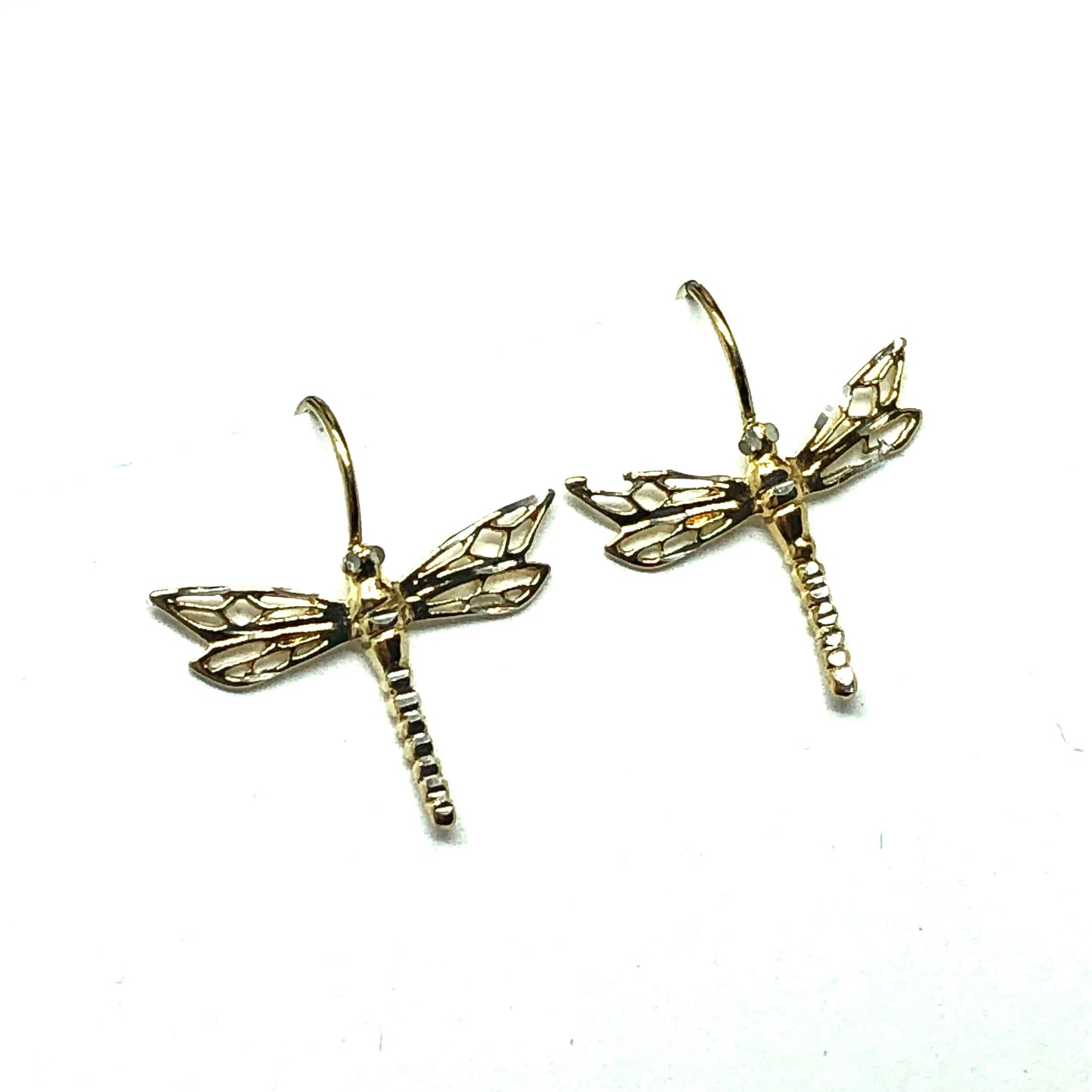 Perfectly Imperfect - Sterling Silver Gold Dragonfly Drop Earrings