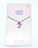 Girls Necklace Letter Necklace Purple J and Heart Charm Adjustable | Blingschlingers Jewelry