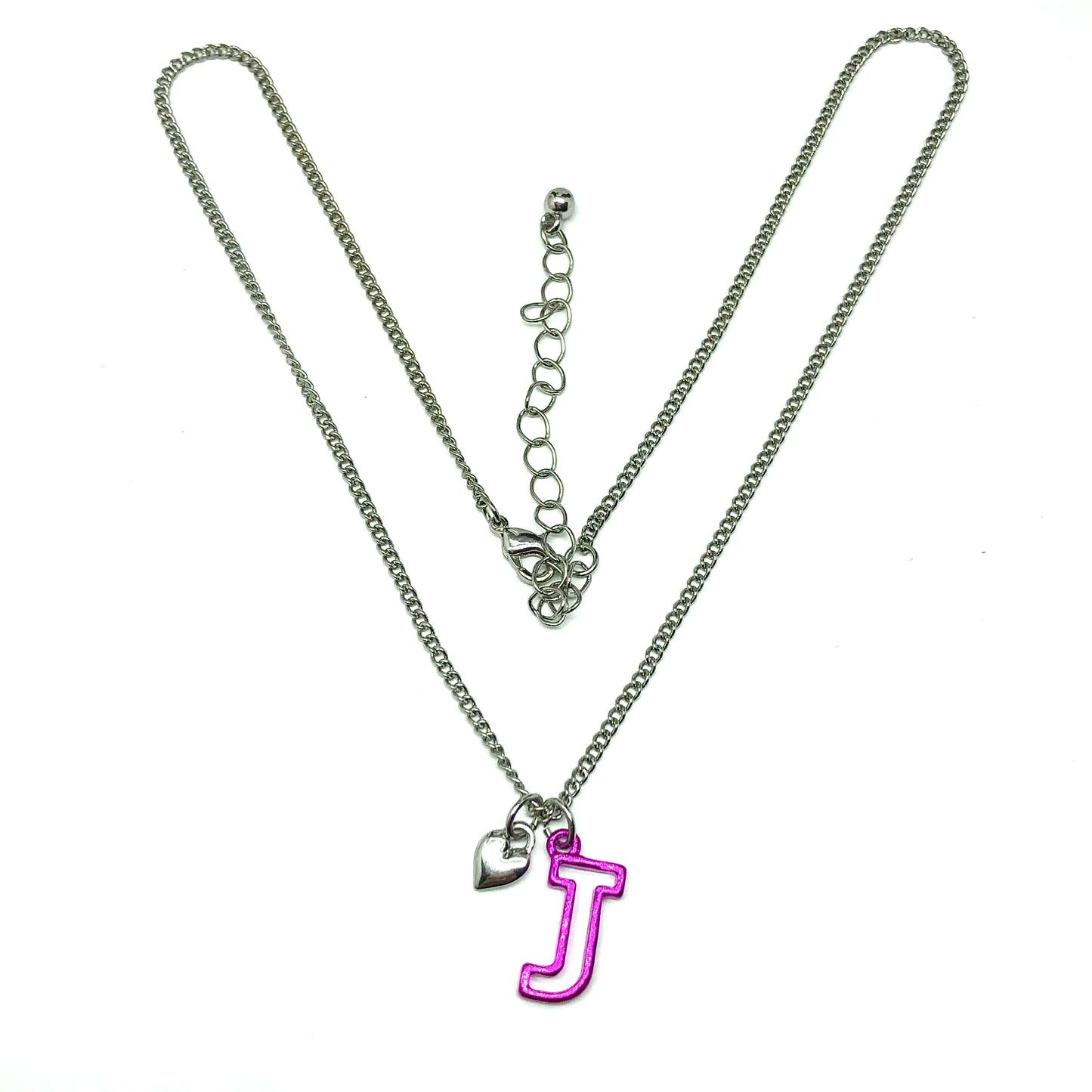 Fashion Jewelry | Girls Purple Inspirational Letter Initial J Charm Necklace 