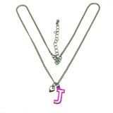 Letter J Necklace for Girls Women Purple J and Heart Charm Adjustable | Blingschlingers Jewelry