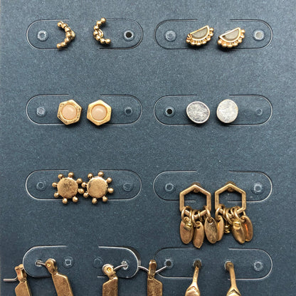 Fashion Jewelry | 8prs Assorted Stylish Bronze Silver Small Hoop & Stud Earrings