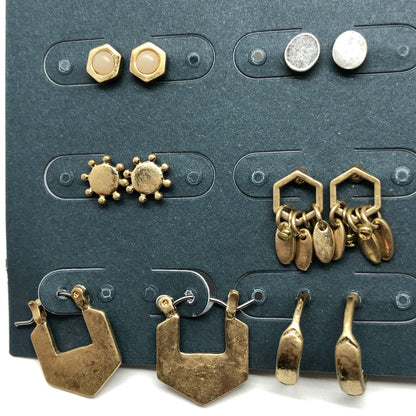 Fashion Jewelry | 8prs Assorted Stylish Bronze Silver Small Hoop & Stud Earrings
