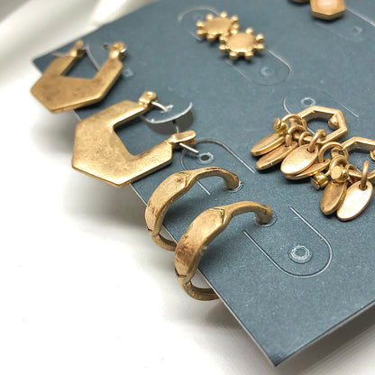 Fashion Jewelry | 8prs Assorted Stylish Bronze Silver Small Hoop & Stud Earrings