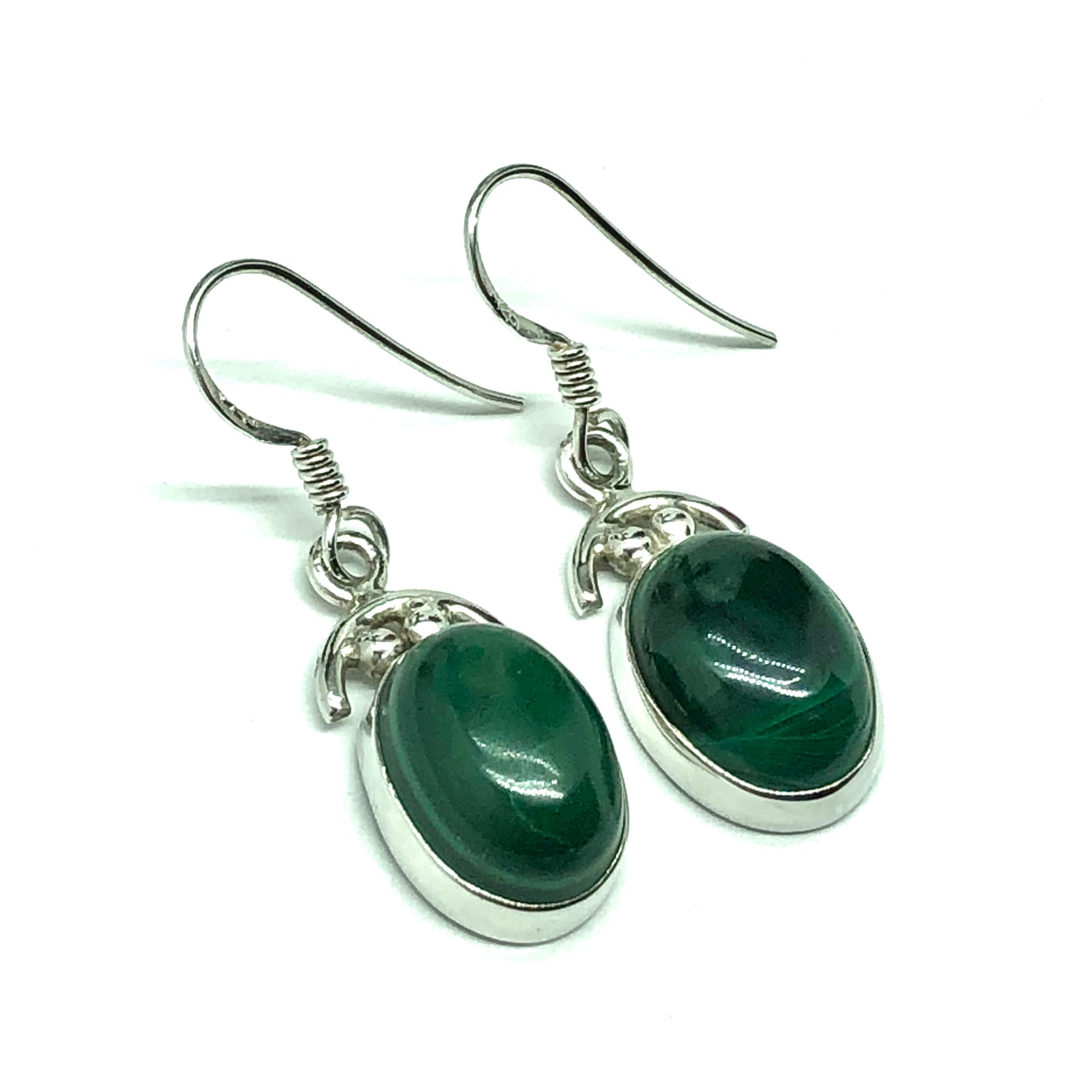 Jewelry | Lush 925 Sterling Silver Green Malachite Stone Dangle Earrings