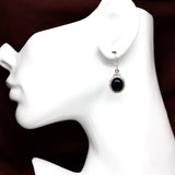 Womens Fashion Jewelry Online | Sterling Silver Dark Blue Goldstone Dangle Earrings | Save on Discount Estate Fine Jewelry