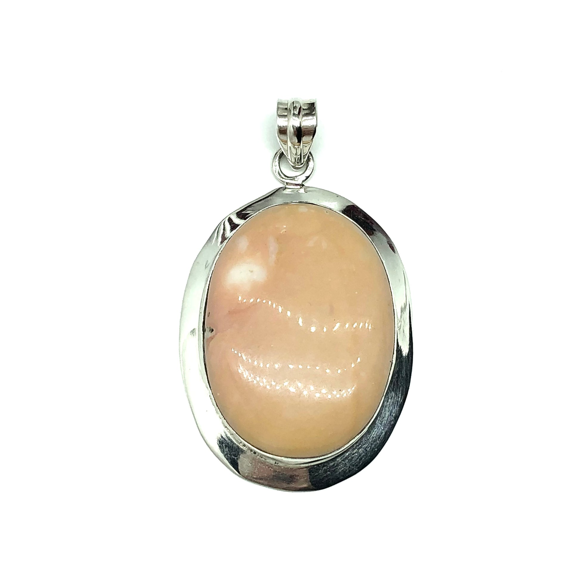 Jewelry | Big Sterling Silver Coral Oval Stone Pendant