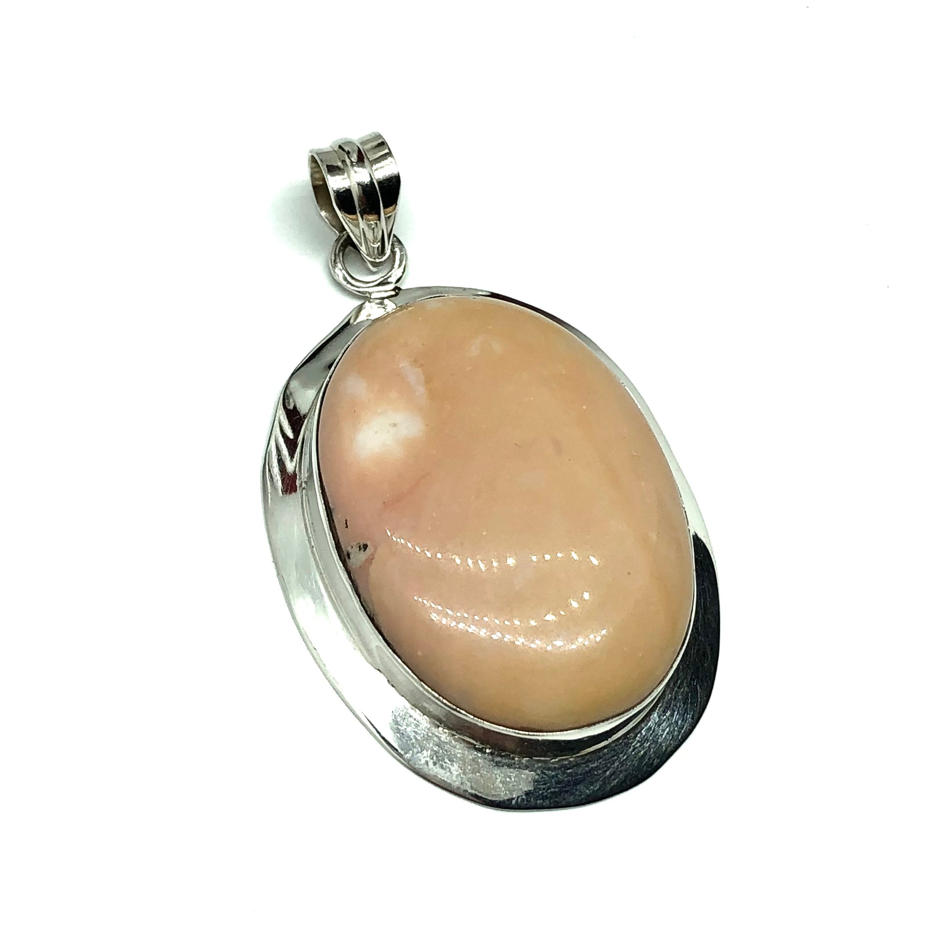 Jewelry | Big Sterling Silver Coral Oval Stone Pendant